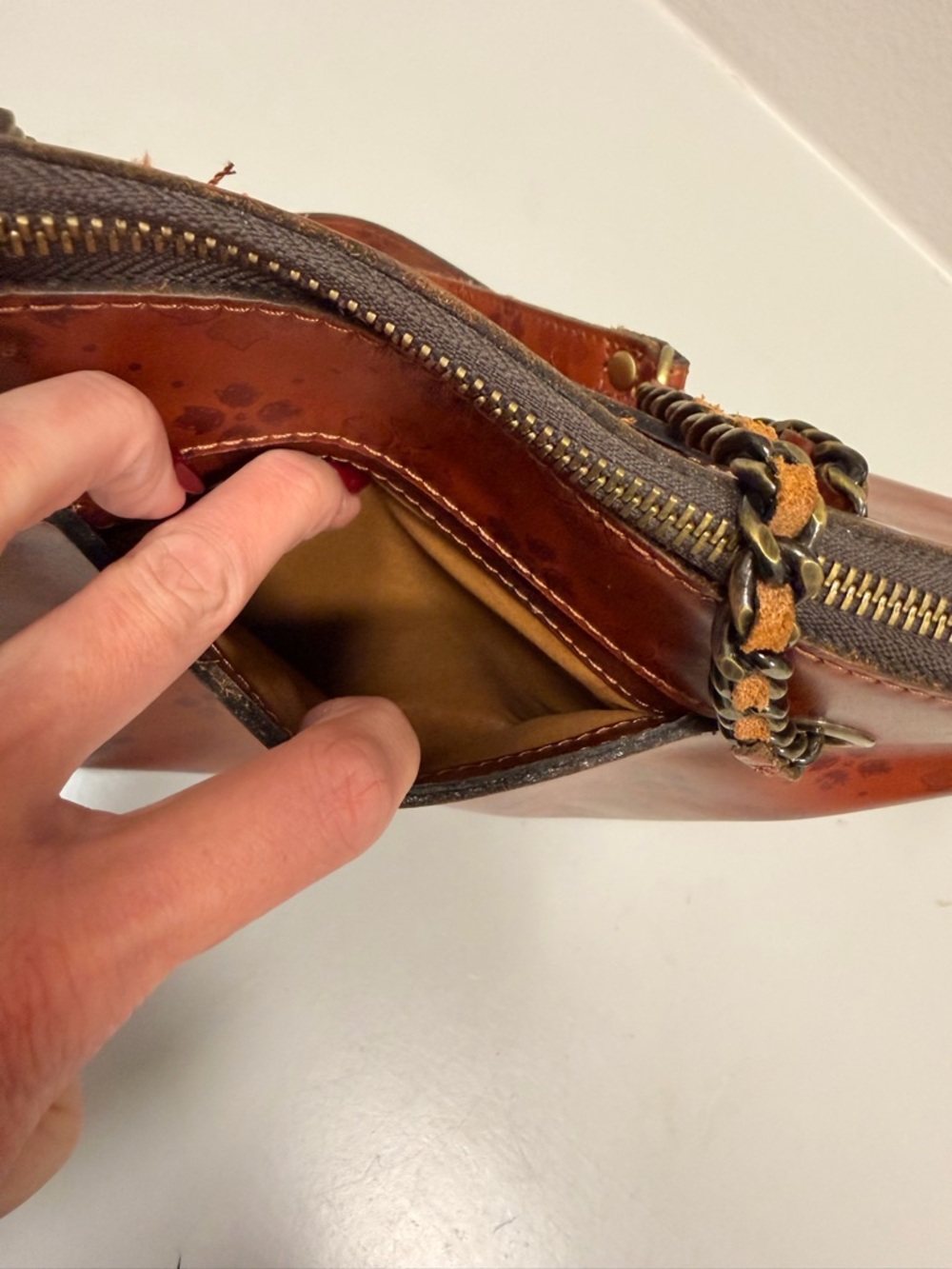 Gorgeous Patricia Nash Brown Chain-Handle Tote Bag in Burnt Orange - Picture 11 of 13
